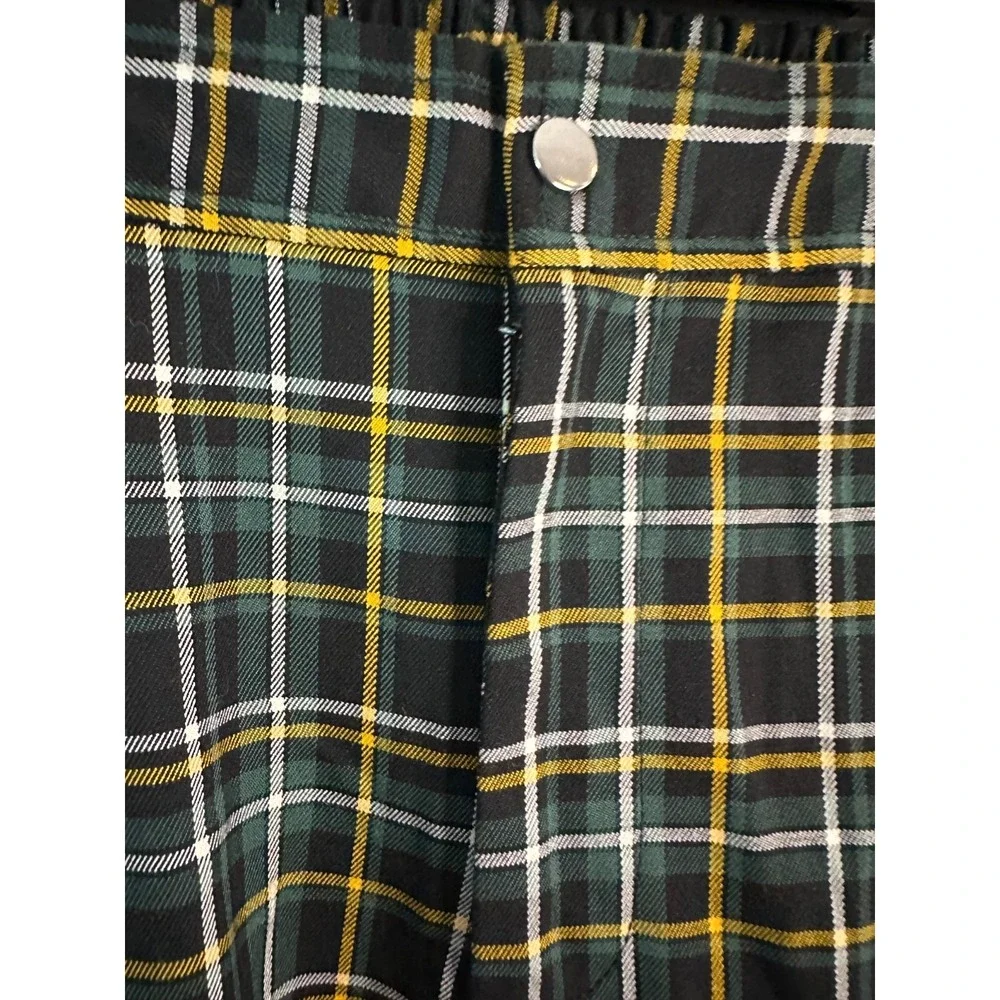 NWT Hot Topic Almost Famous Size XXL Green Plaid Joggers Pants Elastic Waist